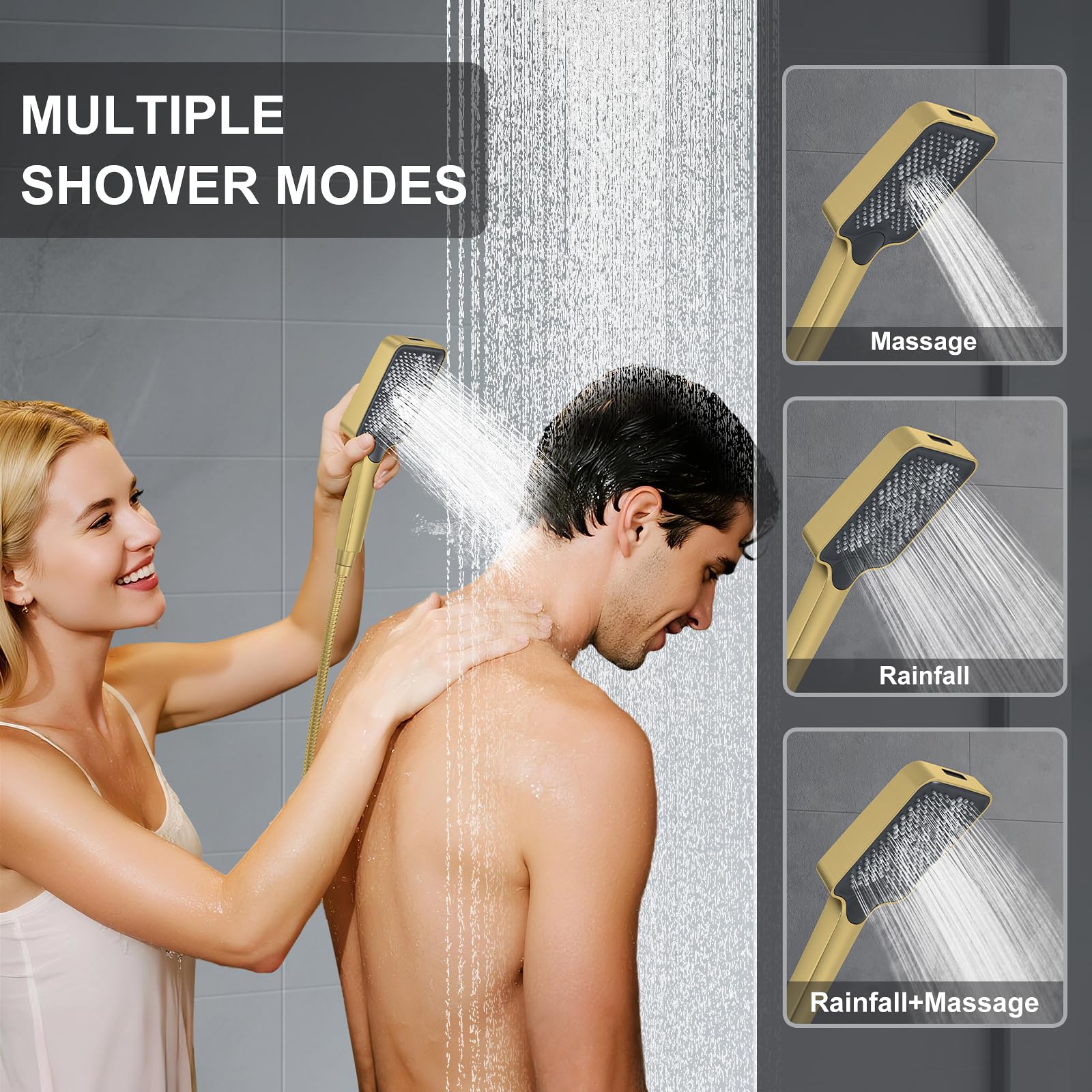KOJOX rainfall head silicone nozzles resist mineral buildup and wipe clean easily.