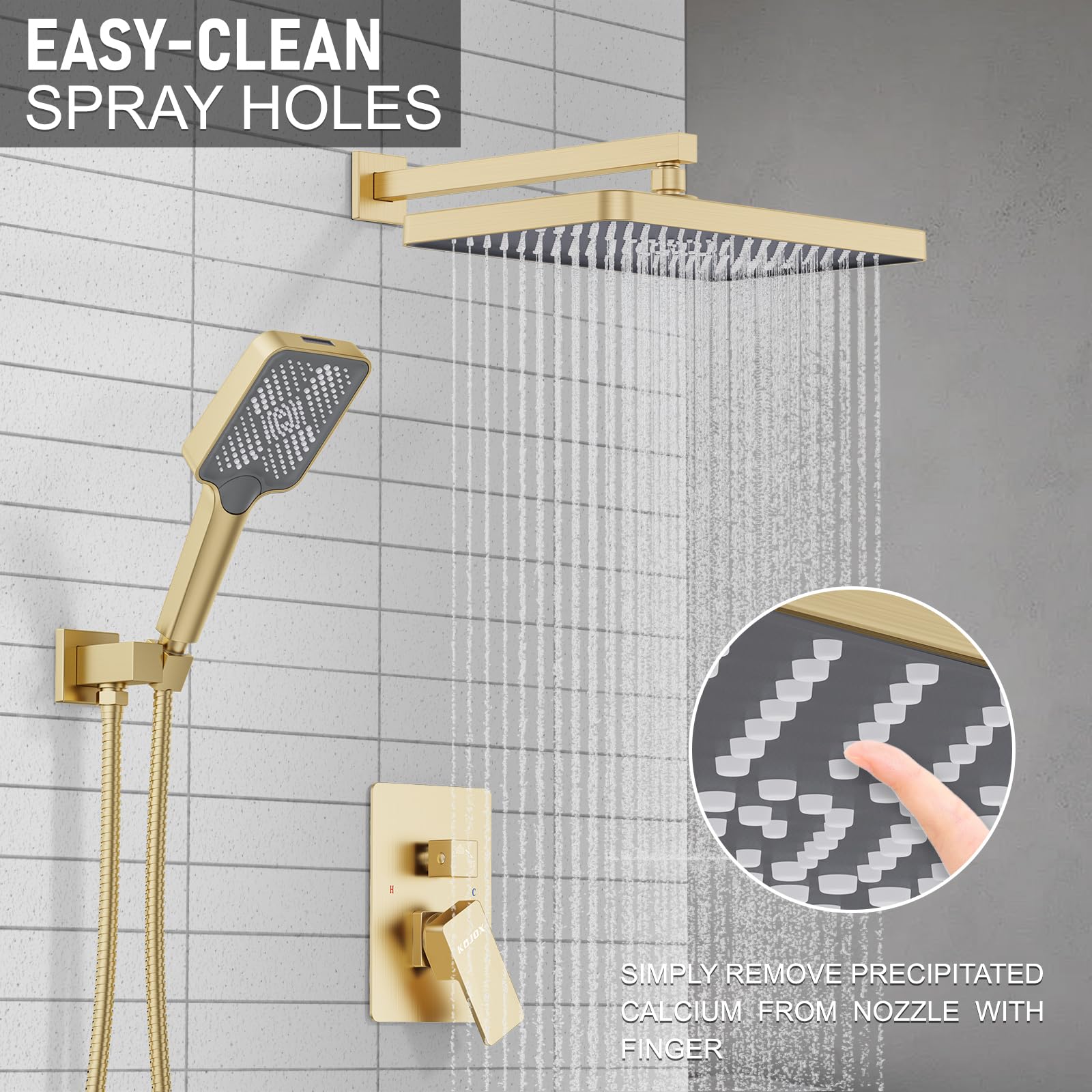 KOJOX handheld sprayer with 3 settings for versatile rinsing and easy cleaning.