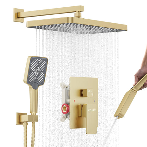 KOJOX 13-inch rainfall shower head for expansive coverage and natural water feel.