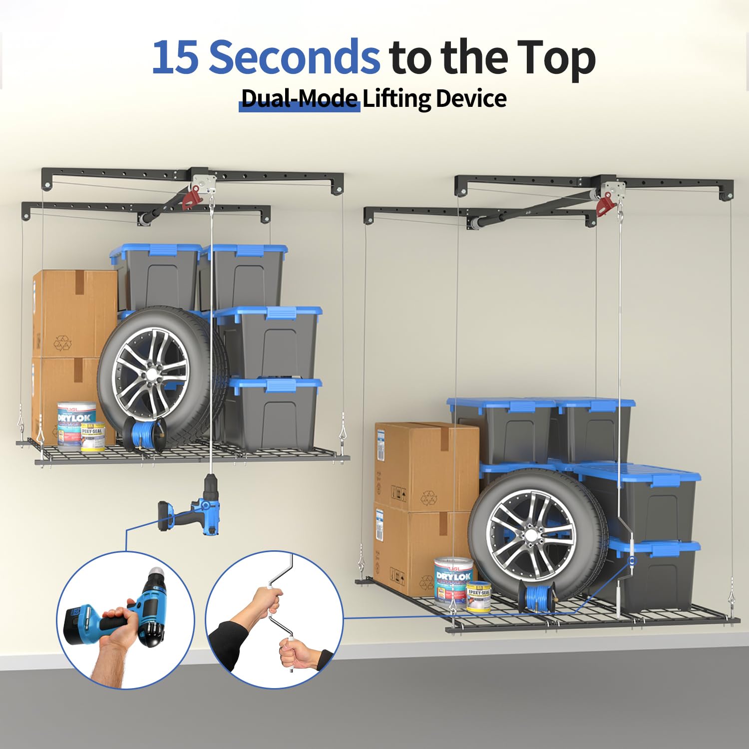 KOKORACKER heavy-duty storage lift stores tools, bikes, or kayaks with robust support