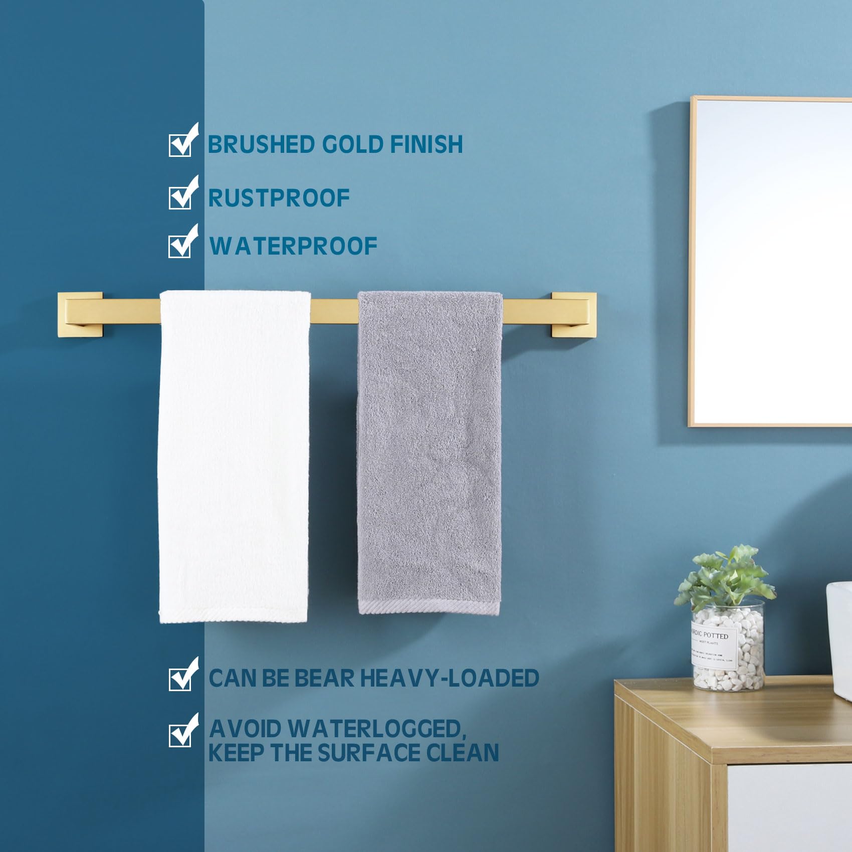 KOKOSIRI B4003BG-L24 stainless steel body resists corrosion in bathrooms