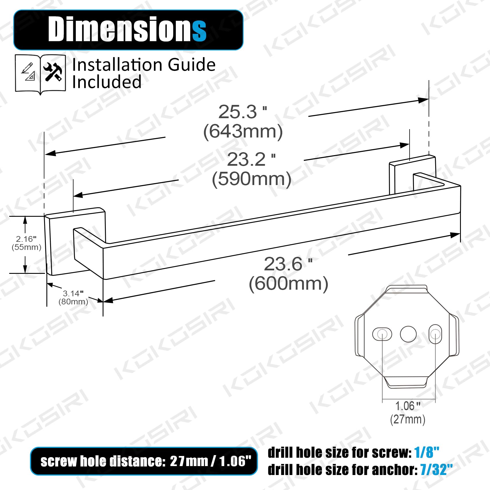 KOKOSIRI B4003BK-L24 wall mount bracket assembly for quick installation