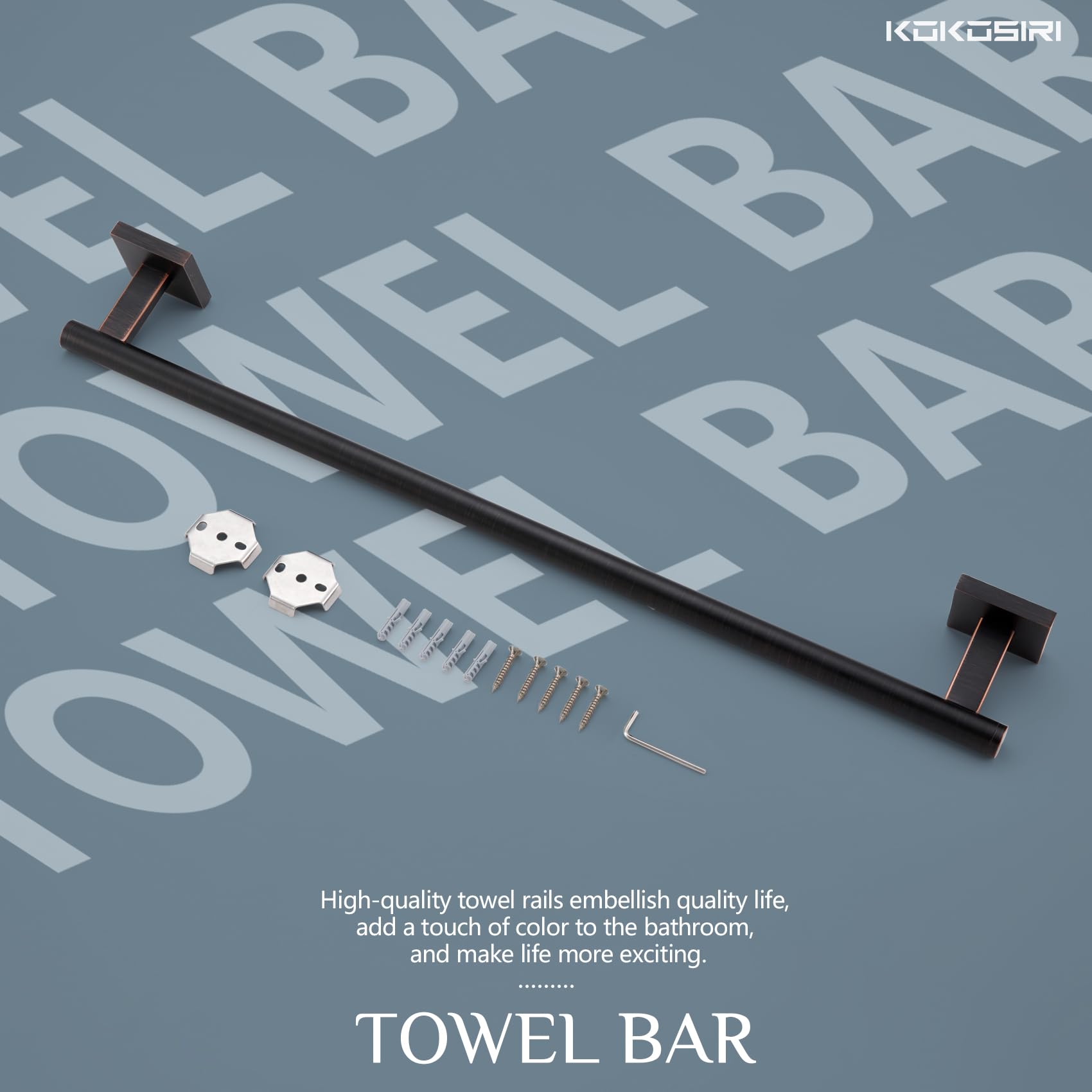 KOKOSIRI wall-mounted towel rack keeps towels within easy reach.