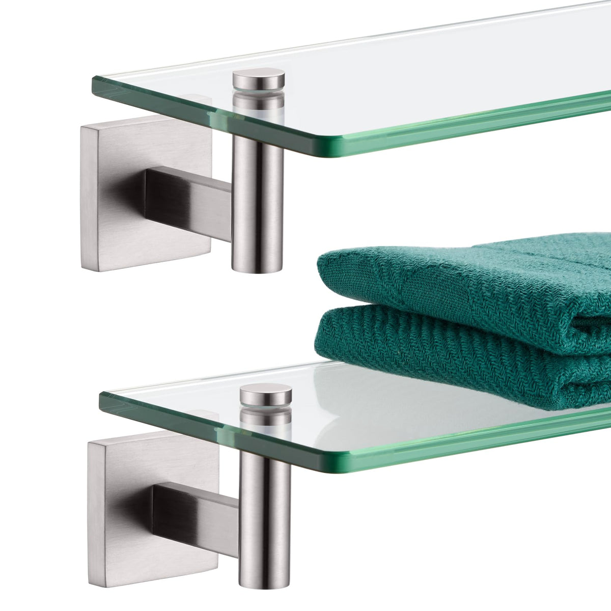 KOKOSIRI floating shelf 20in brushed stainless mount for sturdy bathroom storage.