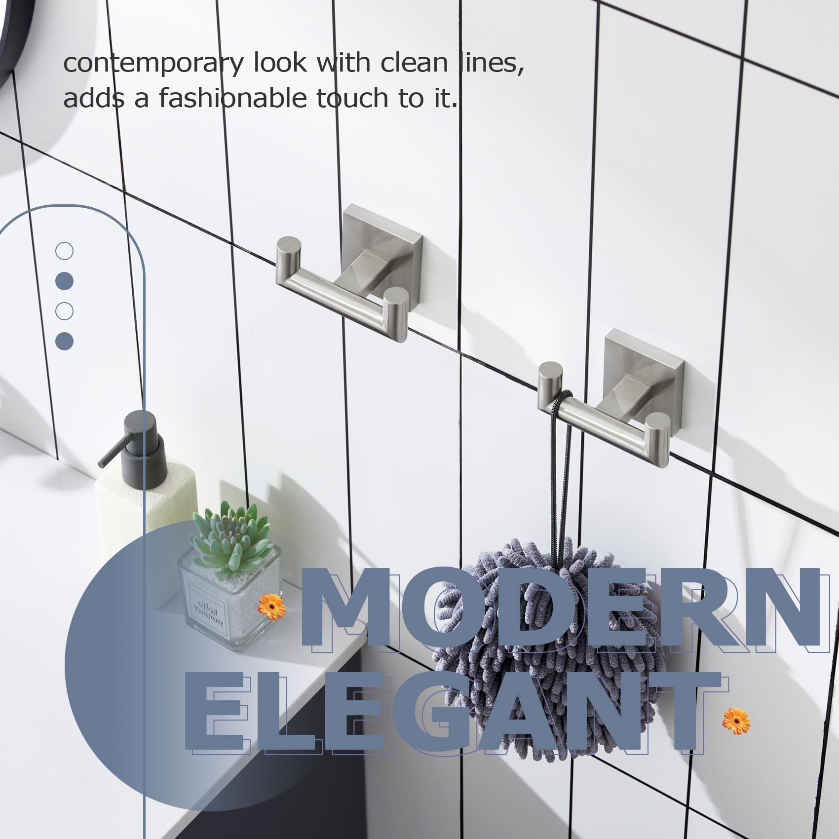 KOKOSIRI stainless steel hook with easy installation in minutes.