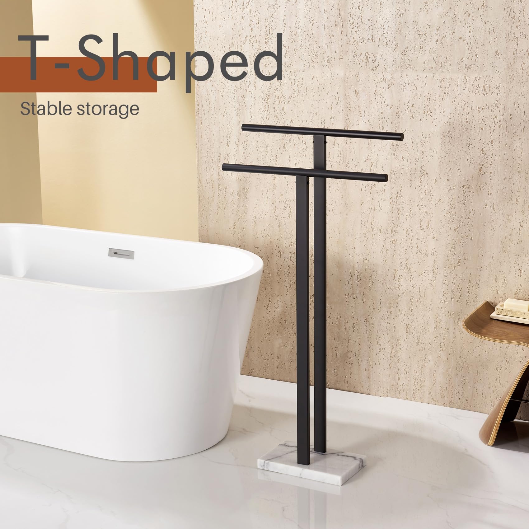KOKOSIRI matte black towel rack detail emphasizes sleek design and fingerprint resistance.