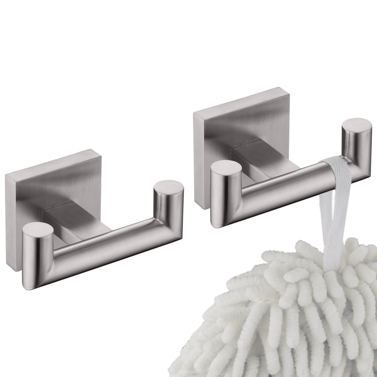 KOKOSIRI robe hook double-brushed nickel wall mount keeps towels organized.