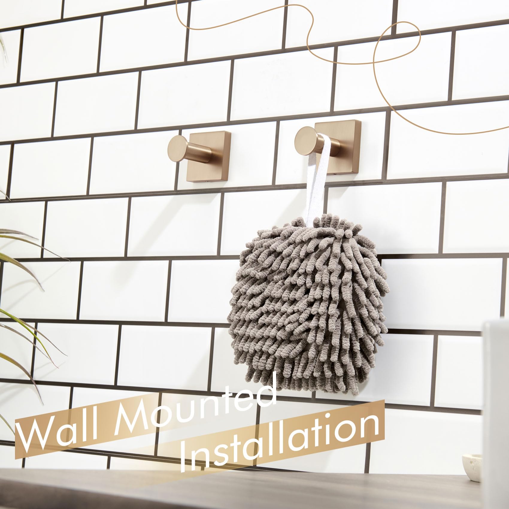 KOKOSIRI robe hooks champagne bronze bathroom use; helps organize towels neatly.