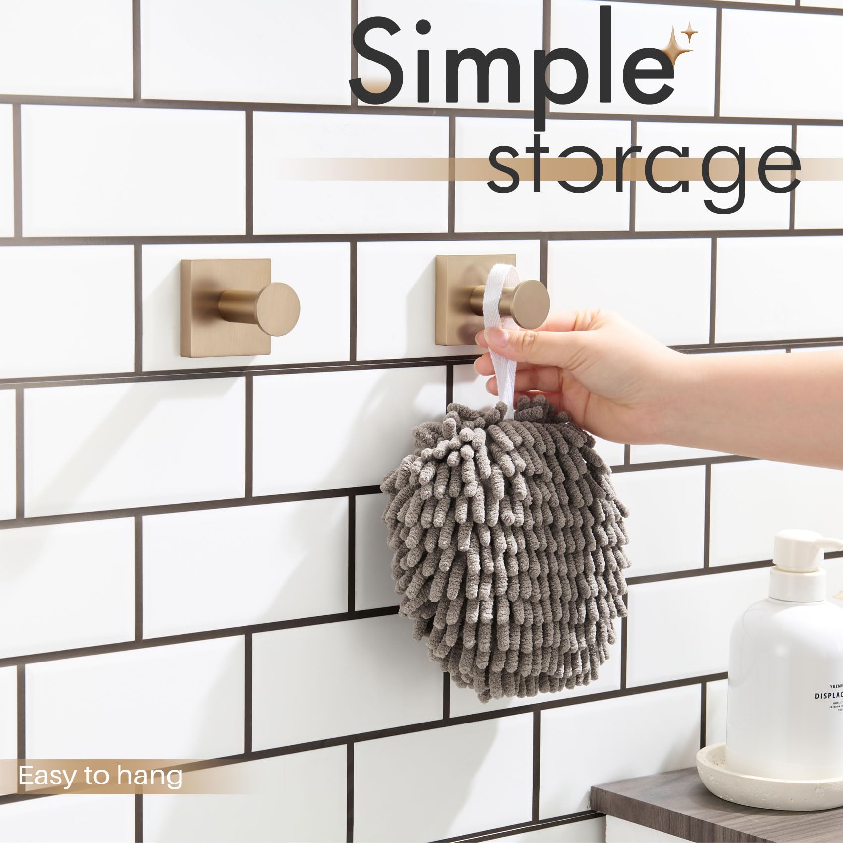 KOKOSIRI robe hooks champagne bronze two-pack; convenient set for two rooms.