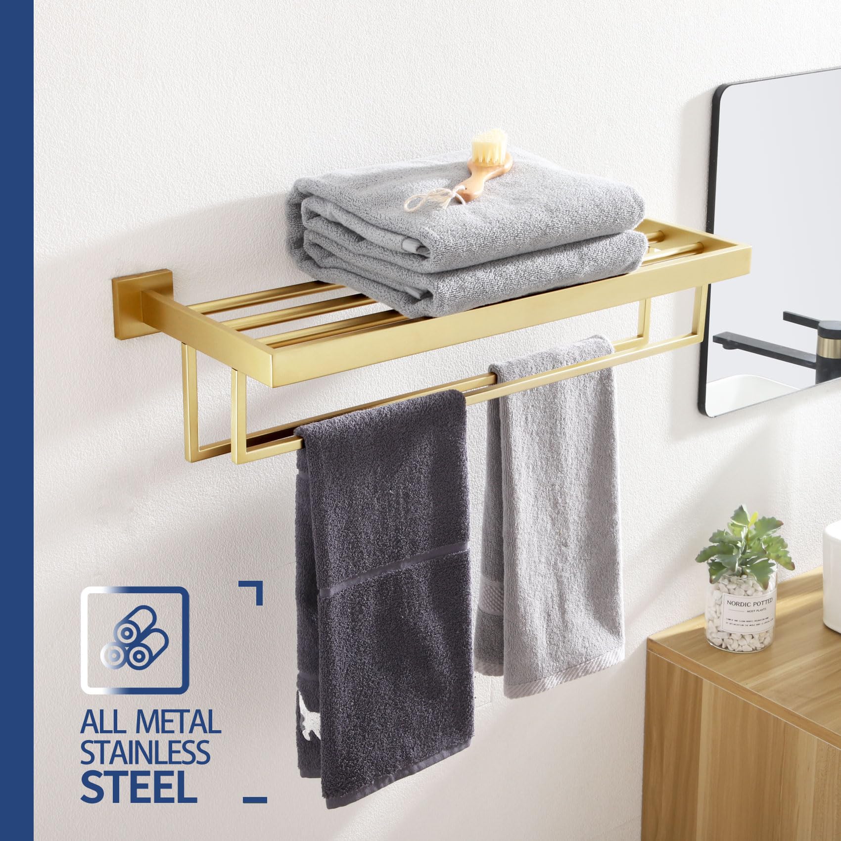 KOKOSIRI SUS304 stainless steel wall mount for durable bathroom storage