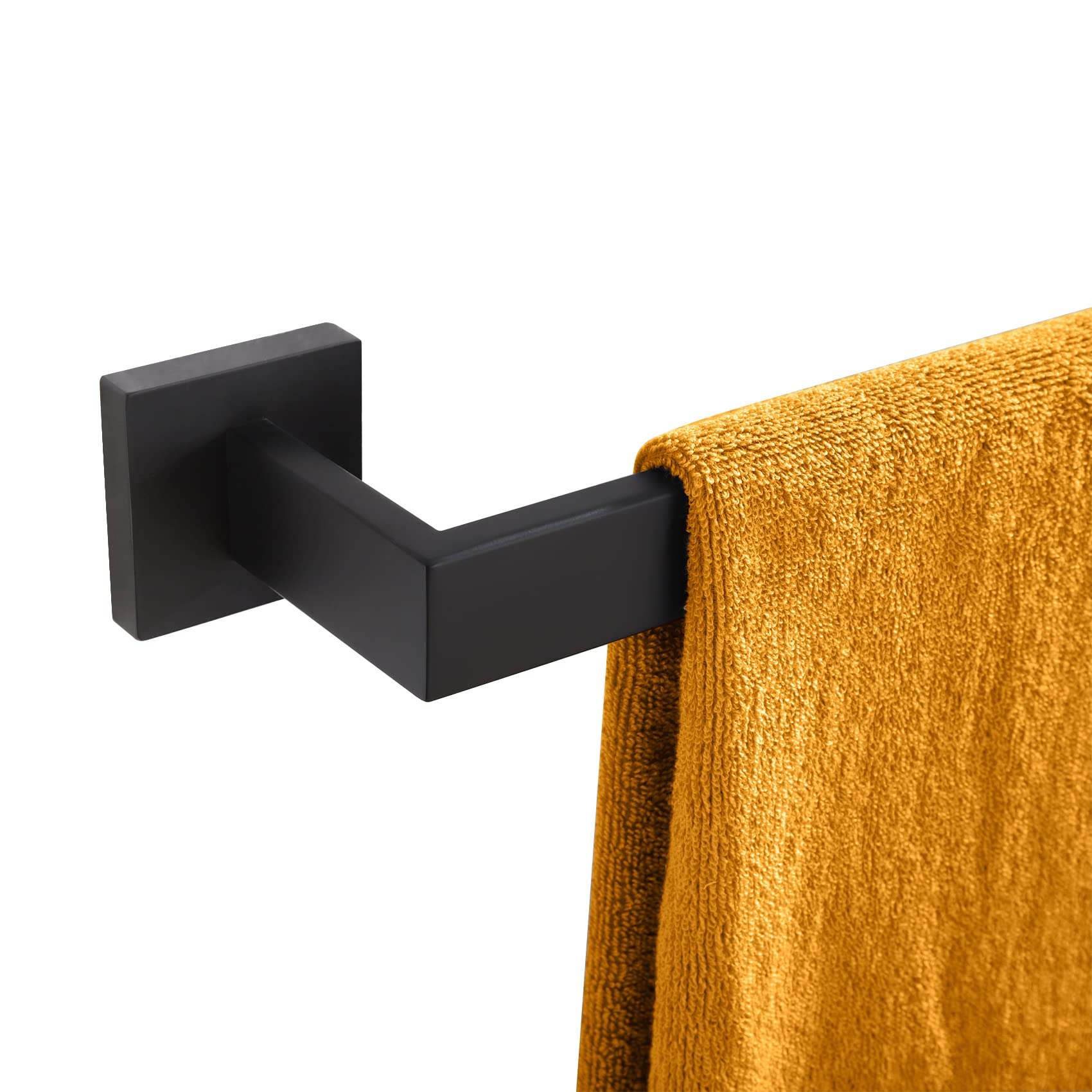 KOKOSIRI towel bar front view in matte black for stylish bathroom storage.