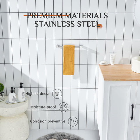 KOKOSIRI stainless-steel towel bar emphasizes durability and rust resistance.
