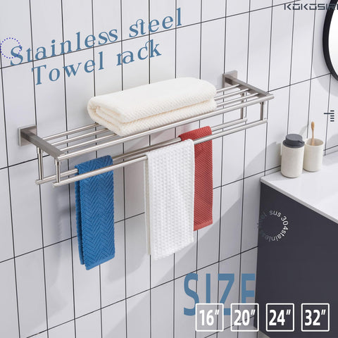 KOKOSIRI brushed nickel bathroom rack enhances modern decor