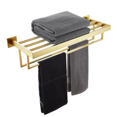 KOKOSIRI 24-inch towel shelf holder in brushed gold for space-saving organization