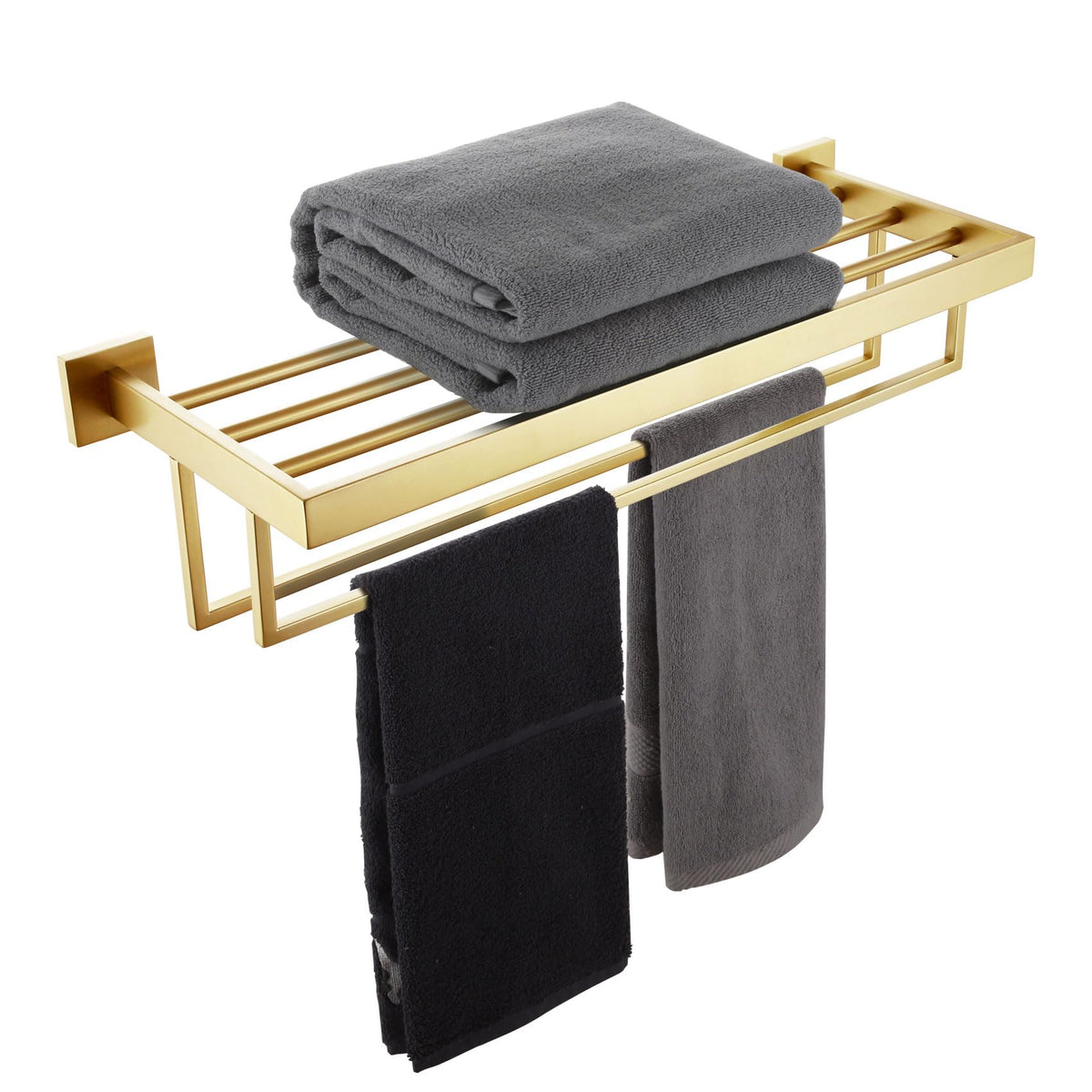 KOKOSIRI 24-inch towel shelf holder in brushed gold for space-saving organization
