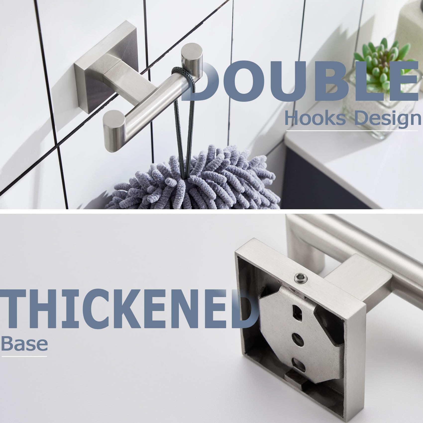 KOKOSIRI two-pack wall hooks include screws and hex wrench for DIY setup.