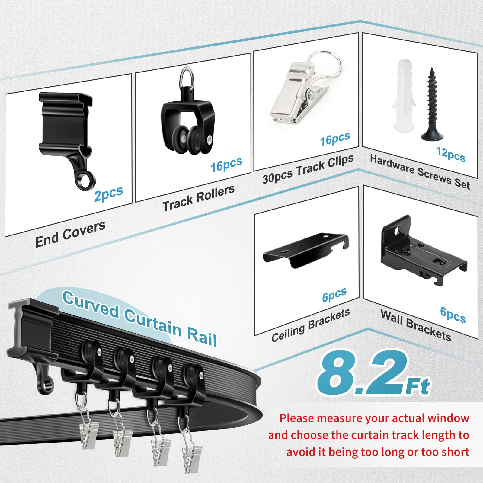 KOLAKO curved curtain track with wall-mount brackets enabling flexible installation