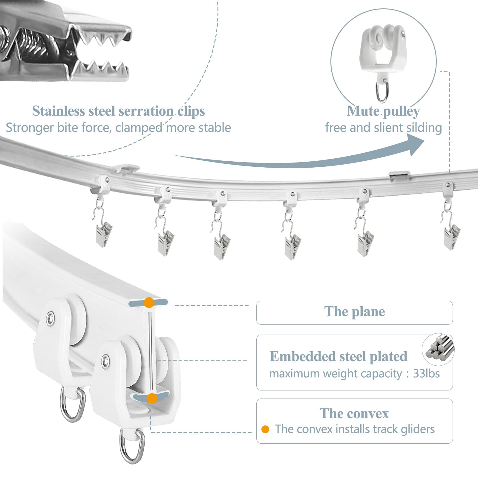 KOLAKO rv bay shower curtain track in white finish for tight space privacy