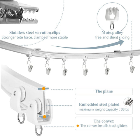 KOLAKO rv bay shower curtain track in white finish for tight space privacy