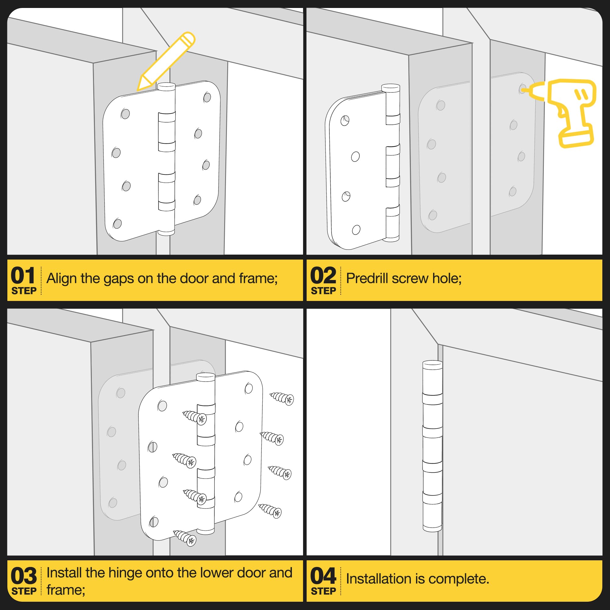 Kolet 3-pack hinge set with screws included for quick upgrade