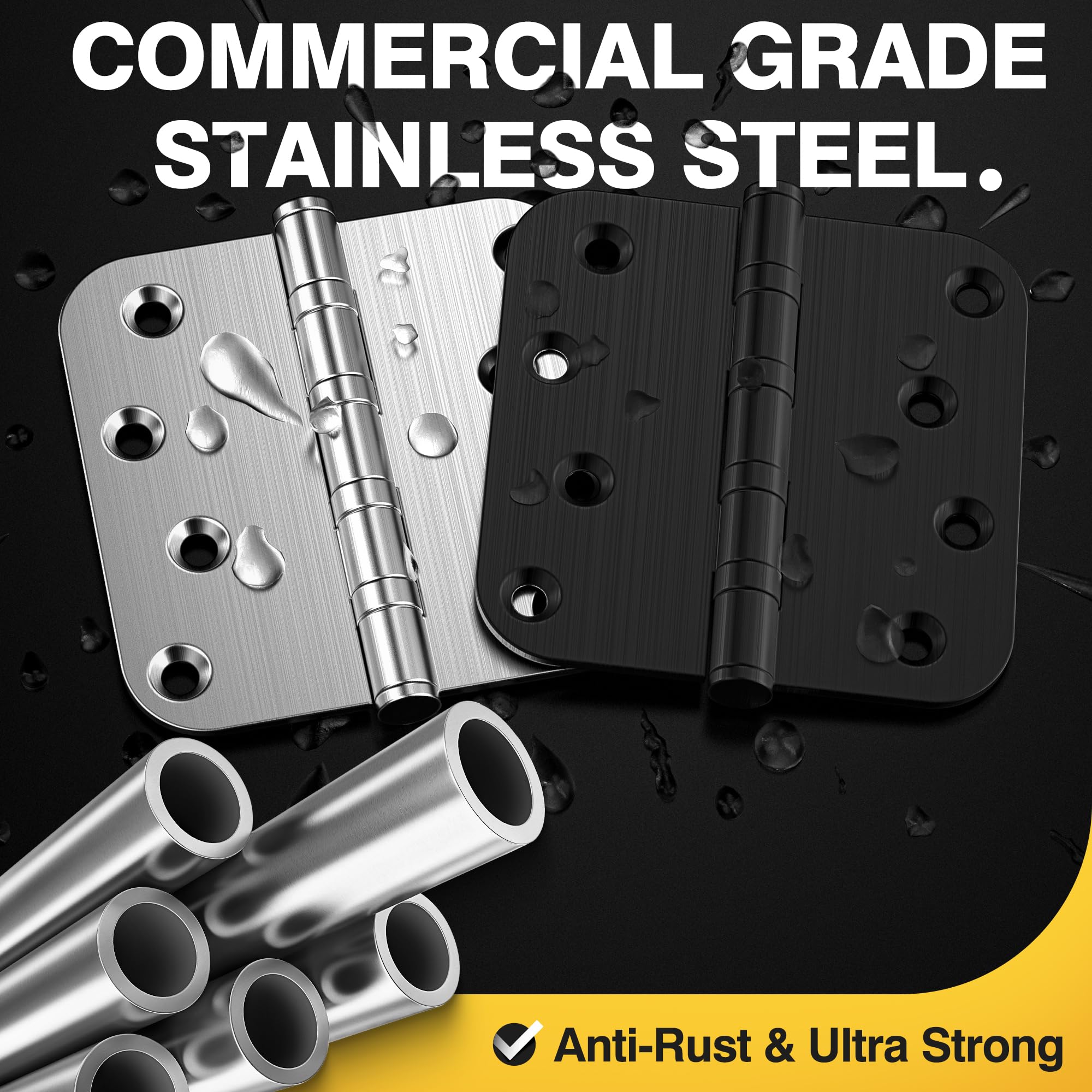 Kolet 4x4 inch hinges in a three-pack with screws for easy install.