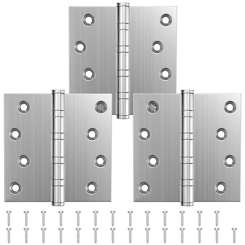Kolet ball bearing hinges 4x4 in brushed nickel for smooth, quiet door operation.