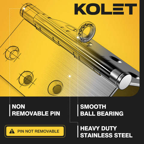 Kolet ball-bearing hinges provide whisper-quiet operation during frequent door openings.