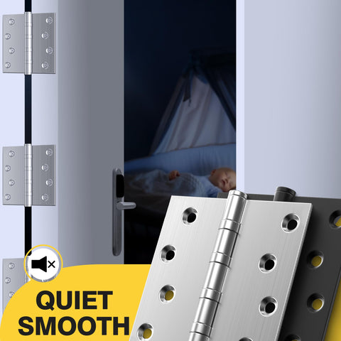 Kolet commercial-grade brushed nickel hinges offering corrosion resistance.