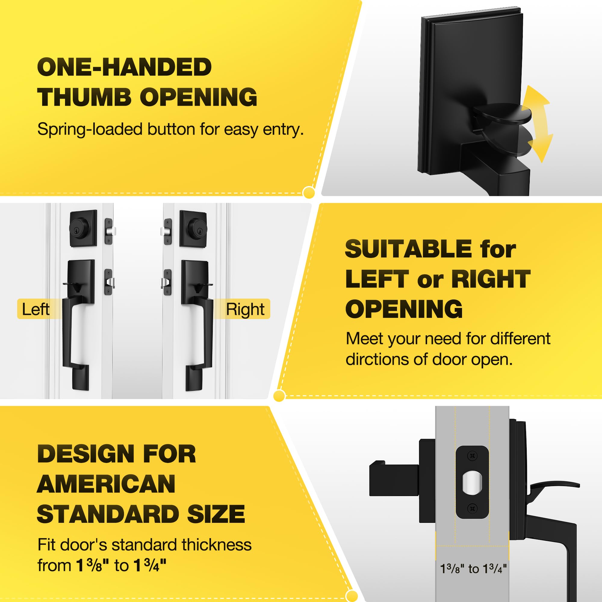 Kolet adjustable latch aids easy installation on varying backsets.