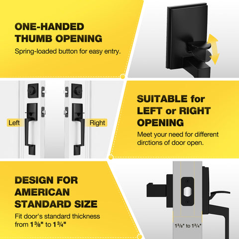 Kolet adjustable latch aids easy installation on varying backsets.
