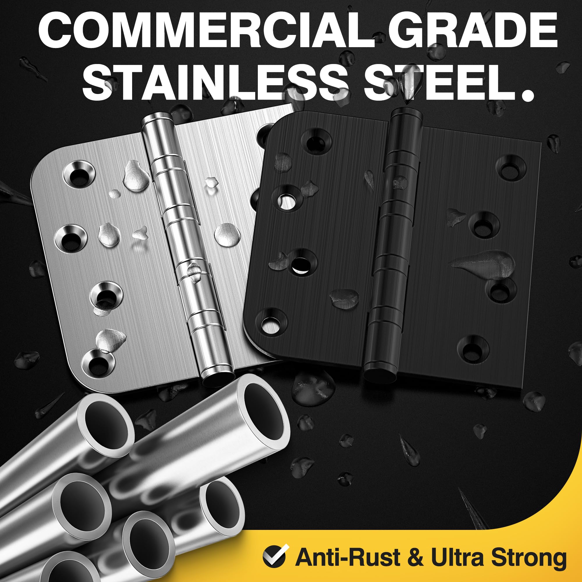 Kolet heavy-duty stainless steel hinges ensure lasting durability for daily use.