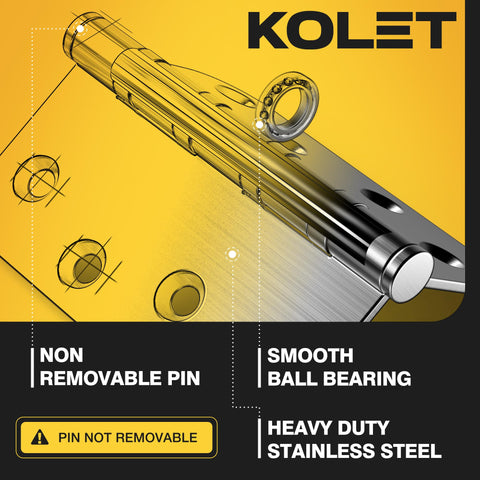 Kolet hinges suitable for interior or exterior use in various settings.