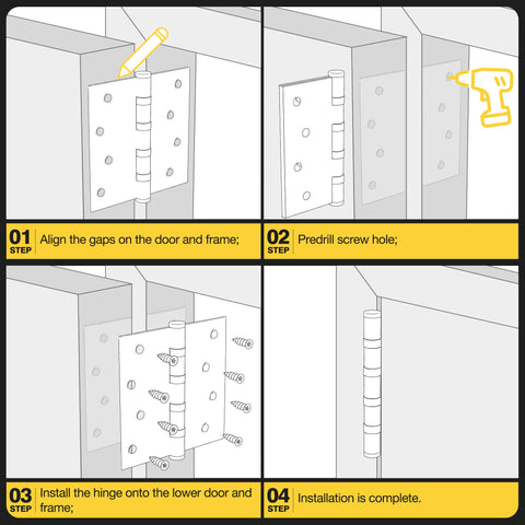 Kolet square corner 4x4 hinge provides robust support on doors.
