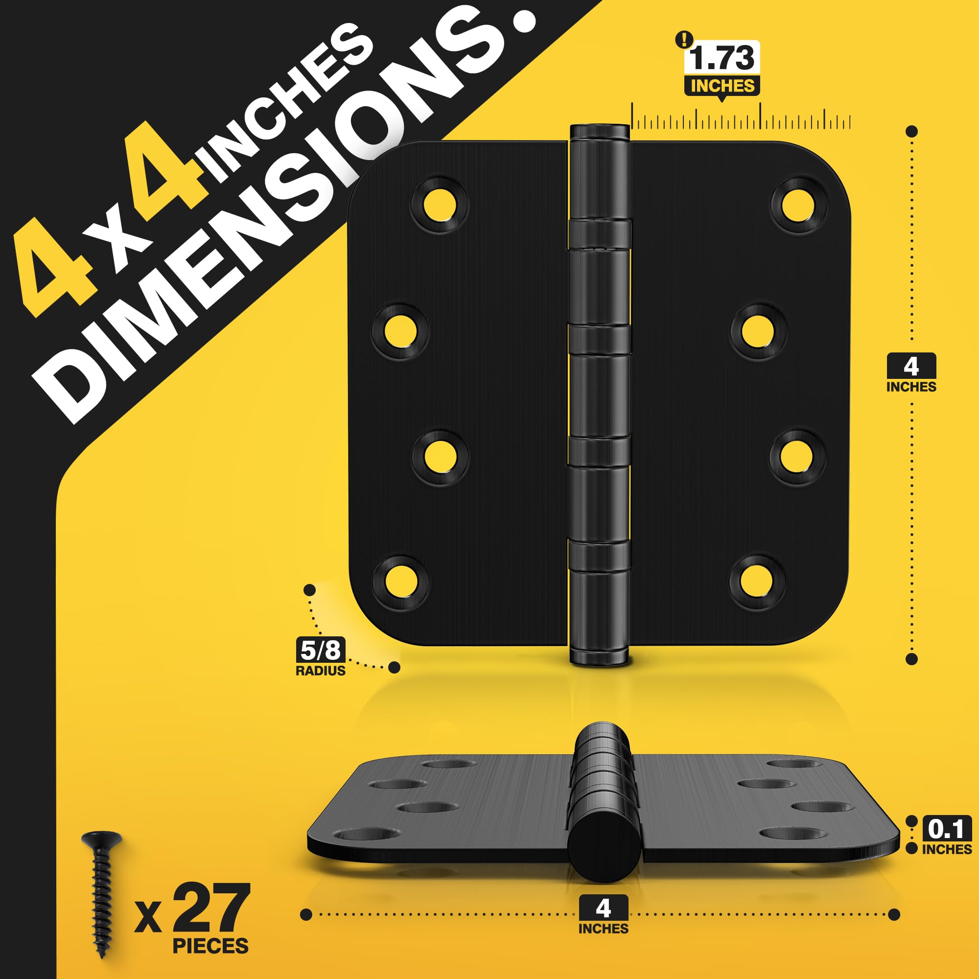 Kolet stainless steel hinges with matte black finish resist rust and wear