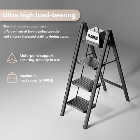 KOLL LINK sturdy steel ladder with wide anti-slip pedal boosts stability.
