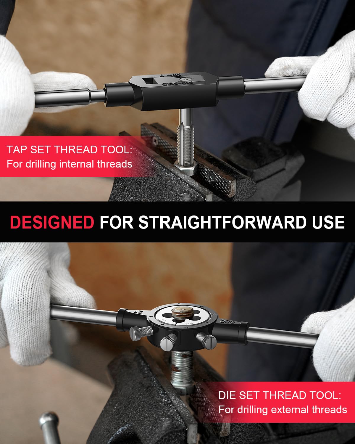 Kolvoii adjustable taps and dies; precise, customizable threading prep.