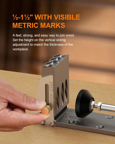 Kolvoii Pocket Hole Jig with slider holder showing two-in-one versatility.