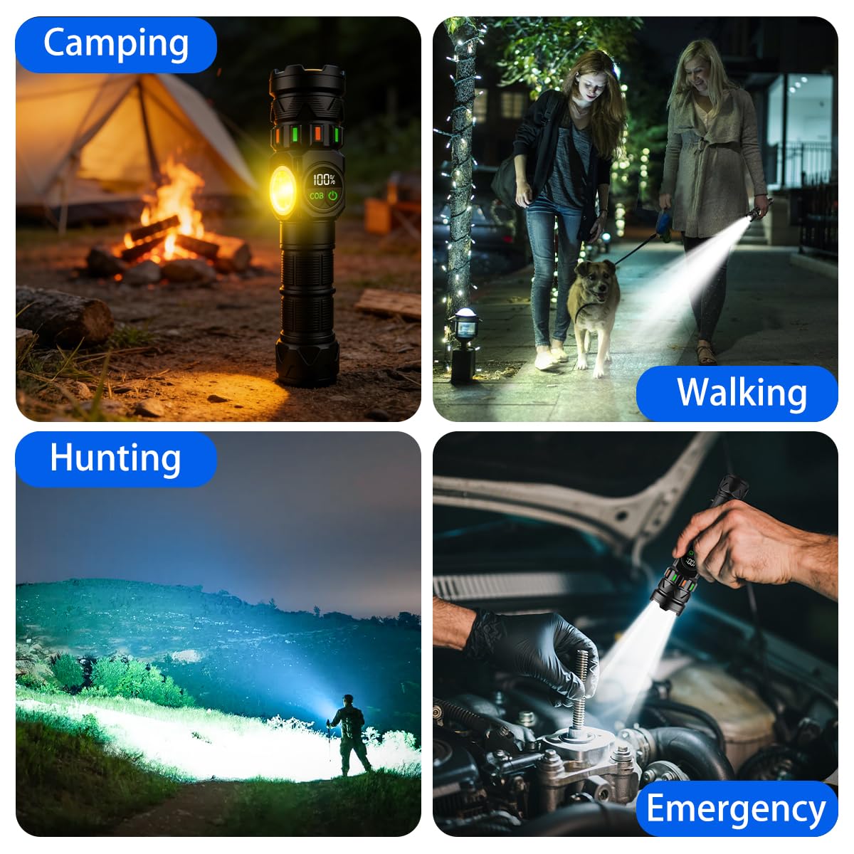 KOLYC 7200mAh battery included delivers extended runtime for camping.