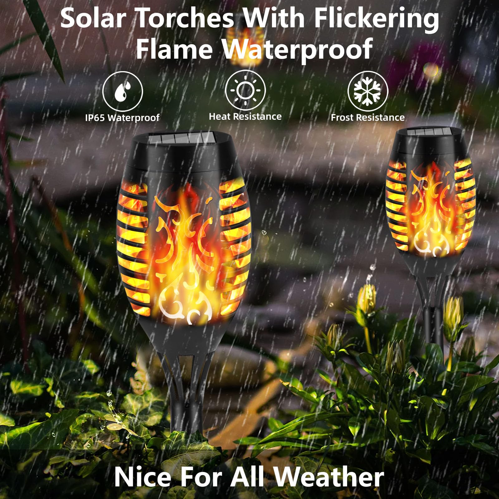 KOLYC easy-install solar torch simplifies setup with a simple spike and pole
