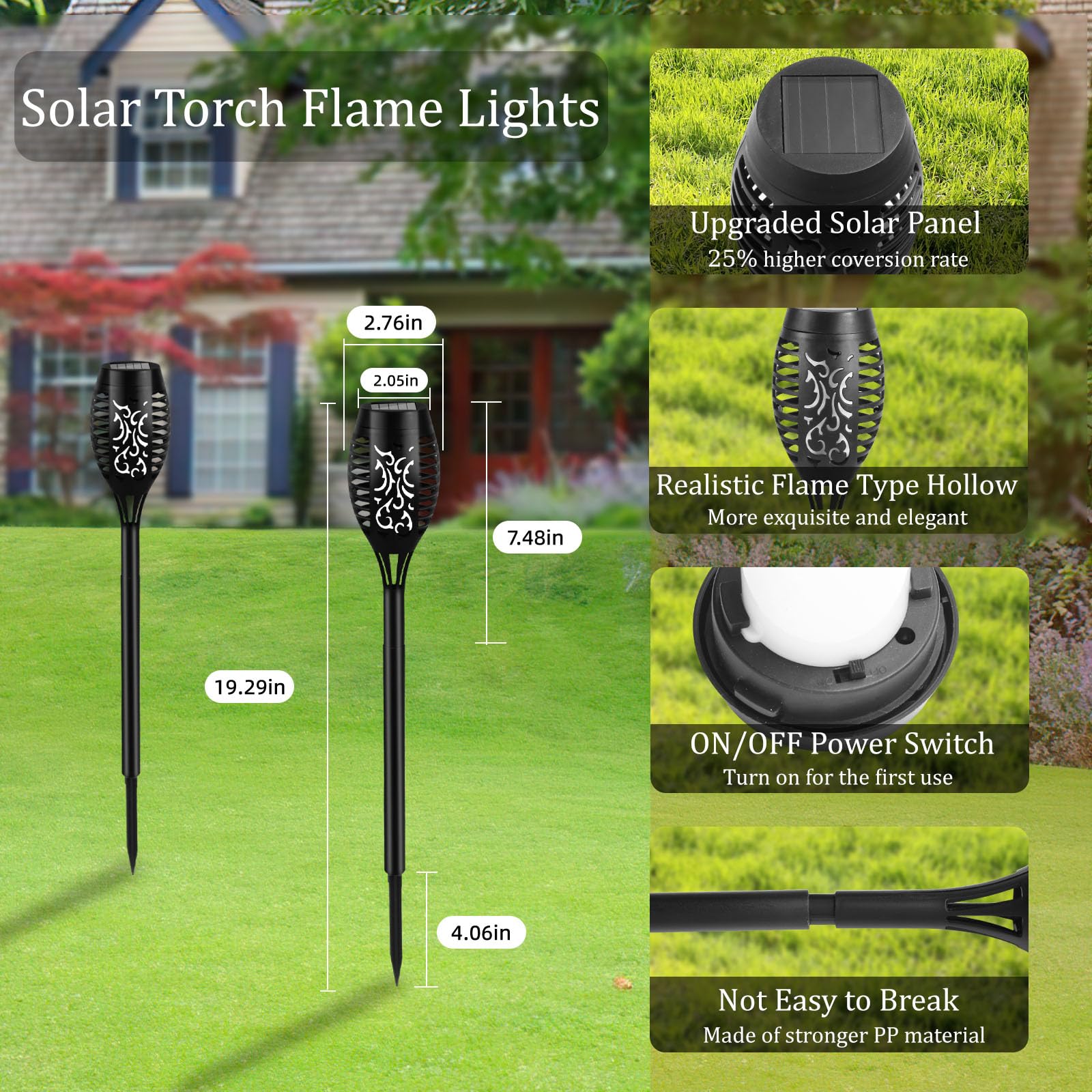 KOLYC solar flame light auto illuminates dusk to dawn for effortless nightly glow