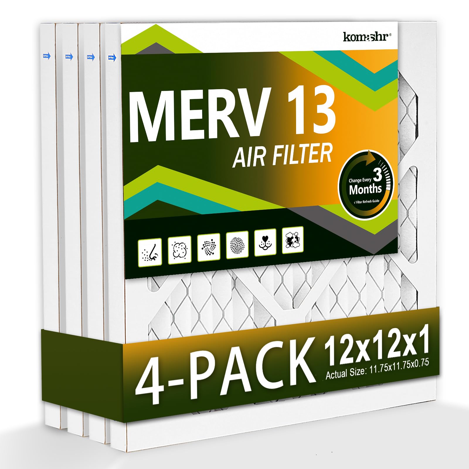 Komashr 12x12x1 filter-pack for HVAC installation and air improvement