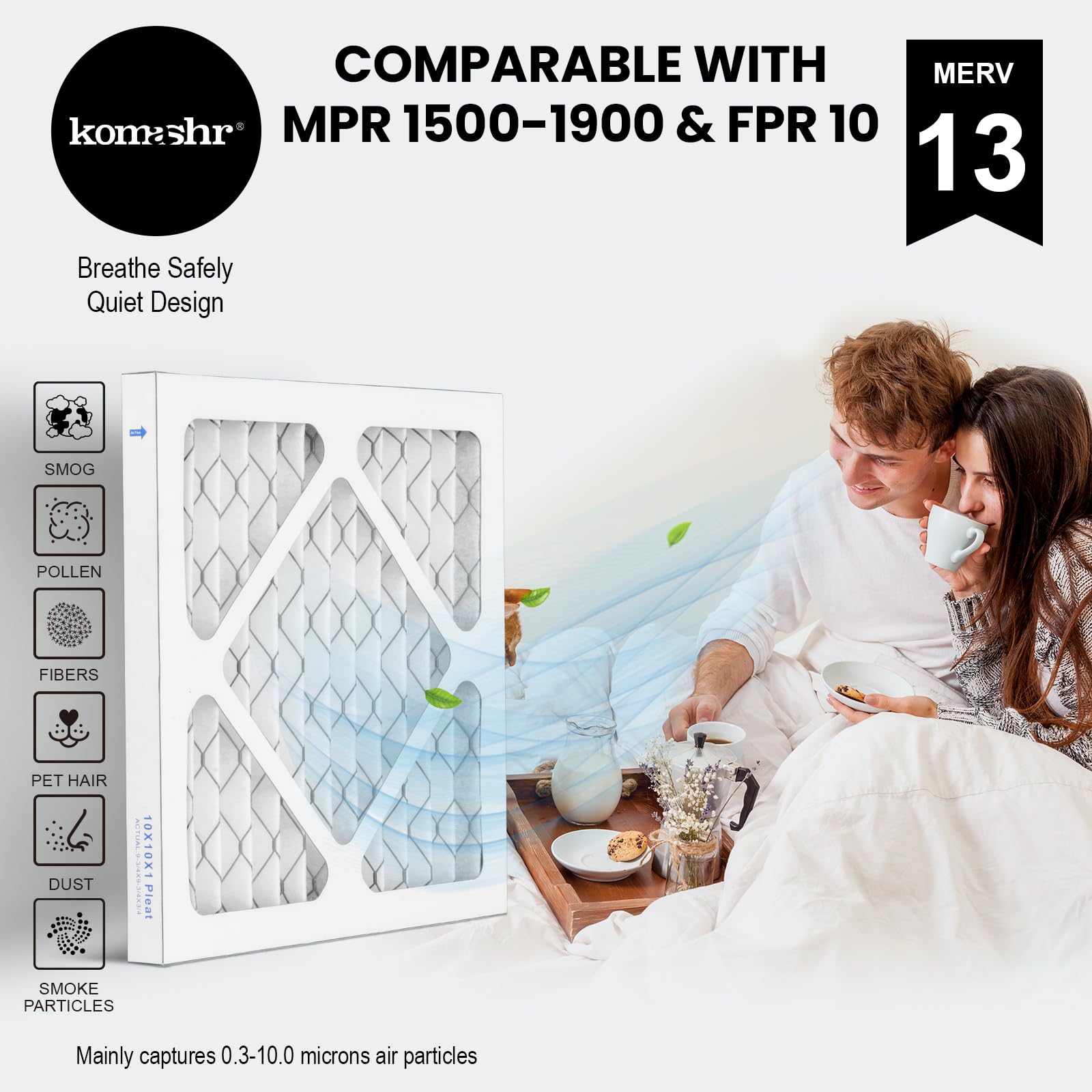 Komashr actual size 9.75x9.75x0.75 fits snugly in 10x10 slots.