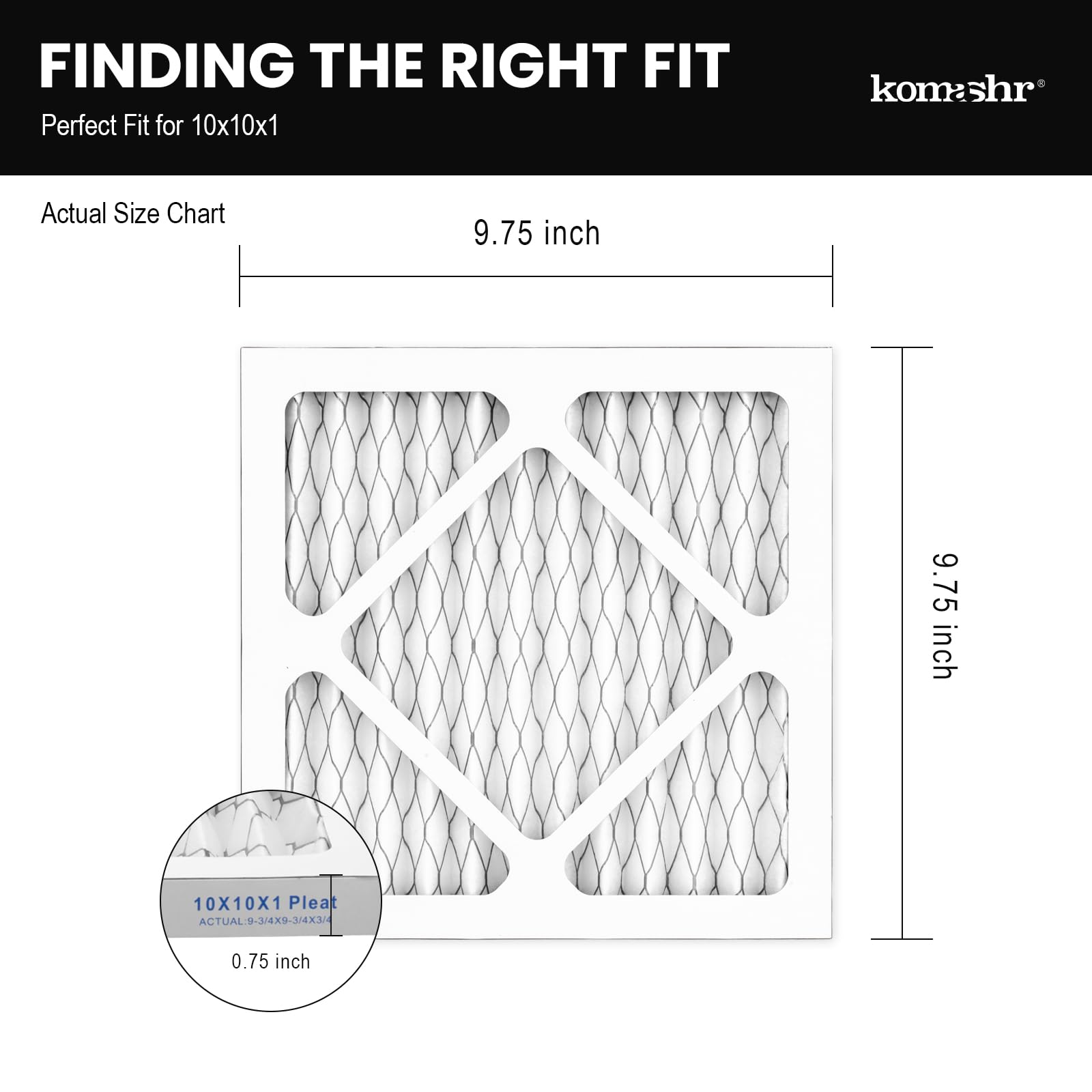 Komashr MERV 13 pleated media provides high-efficiency filtration.