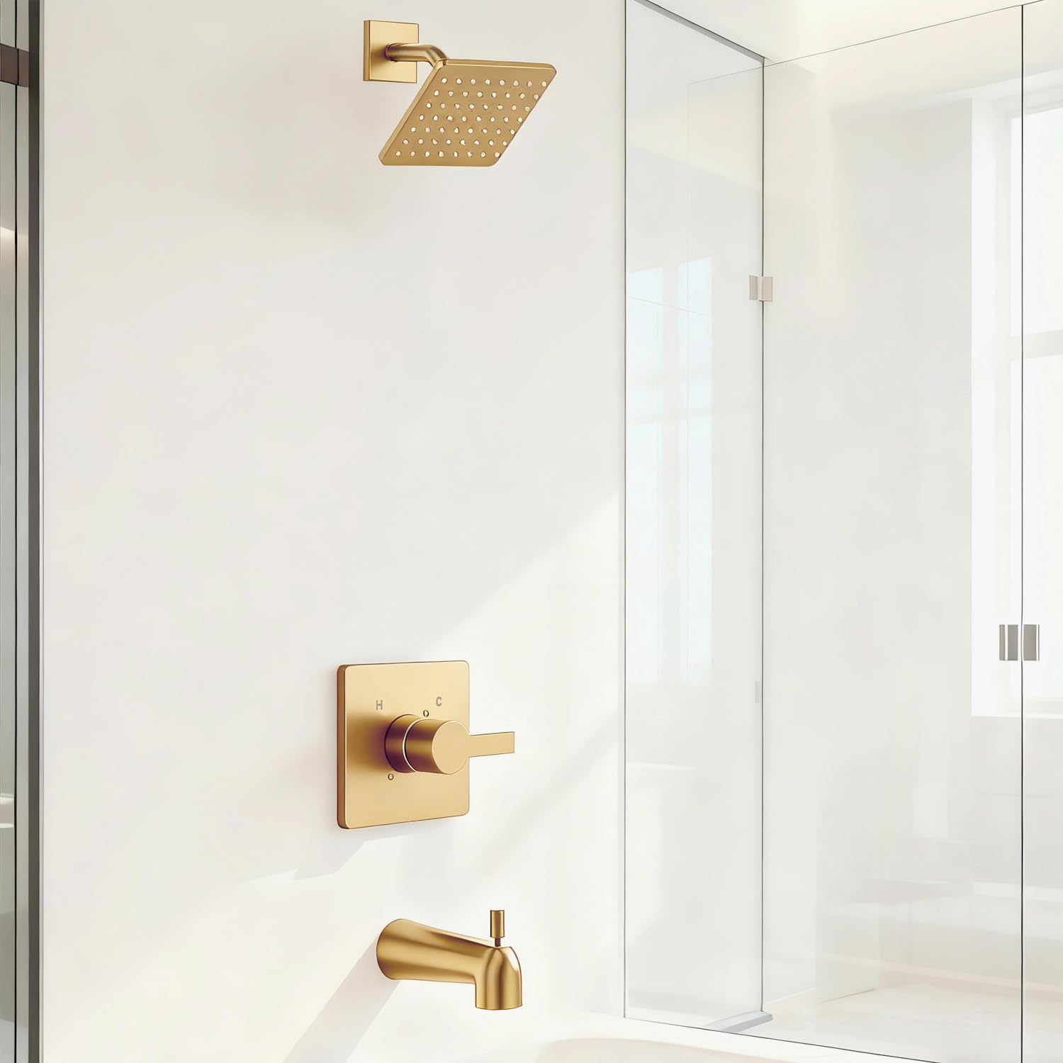KOMEGO brushed gold shower handle with elegant design and comfortable grip