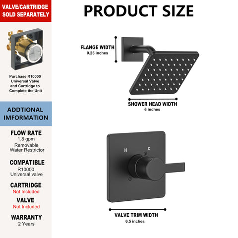 KOMEGO matte black shower head with easy-to-clean spray holes
