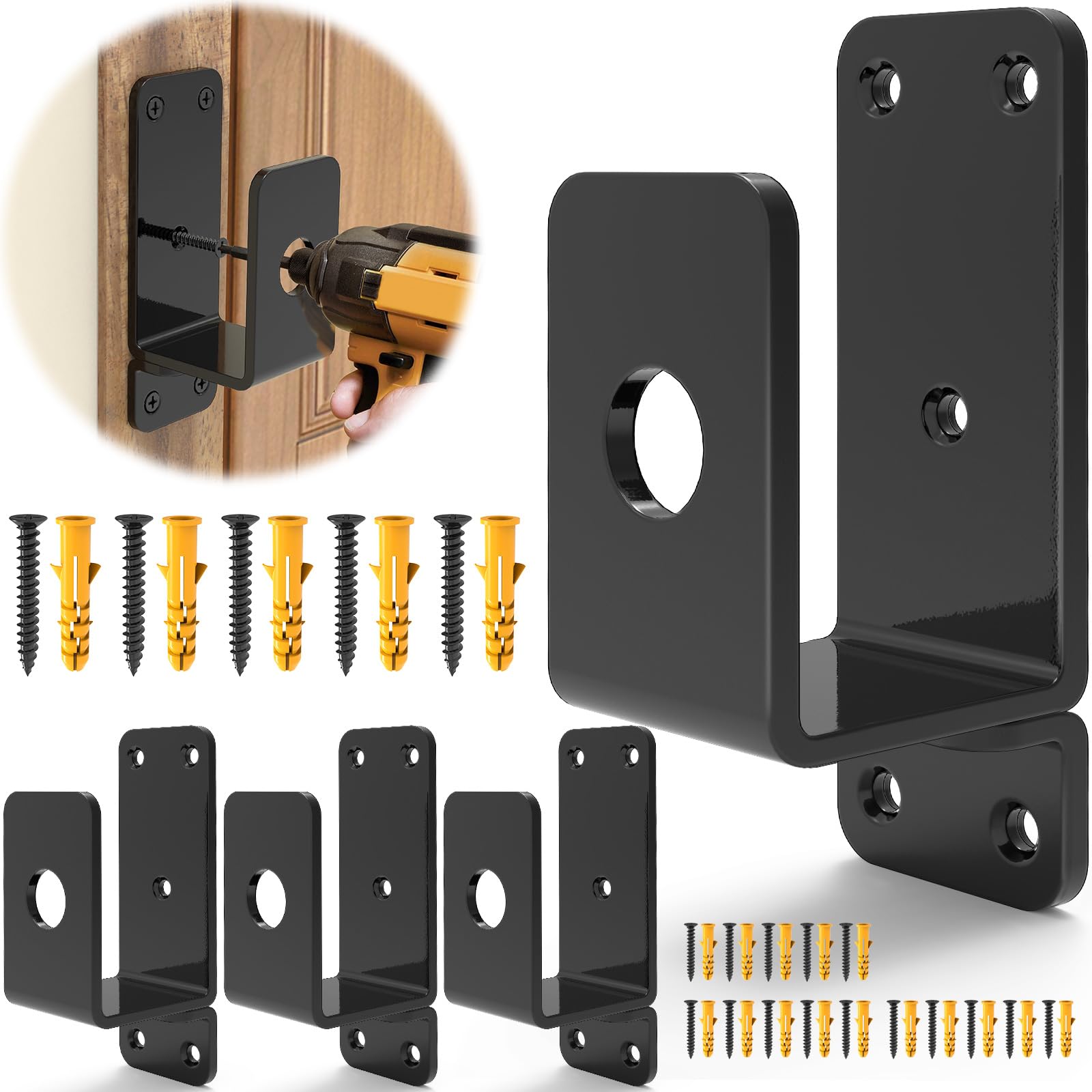 KOMOHOM thickened door barricade bracket fitted to 2x4 lumber for solid home security.