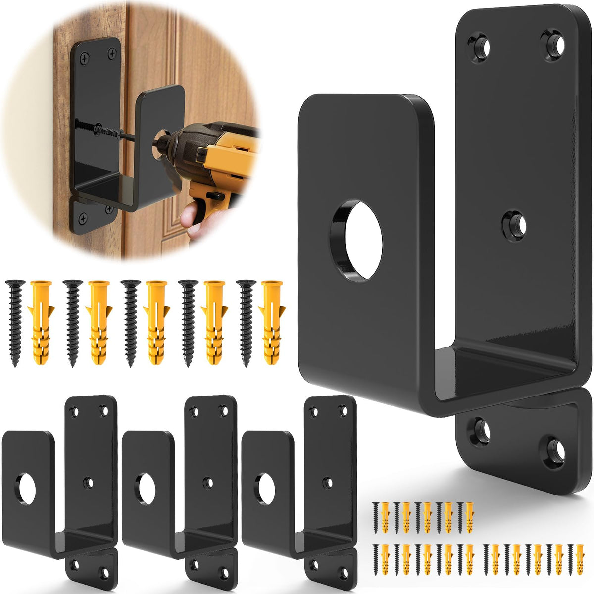 KOMOHOM thickened door barricade bracket fitted to 2x4 lumber for solid home security.