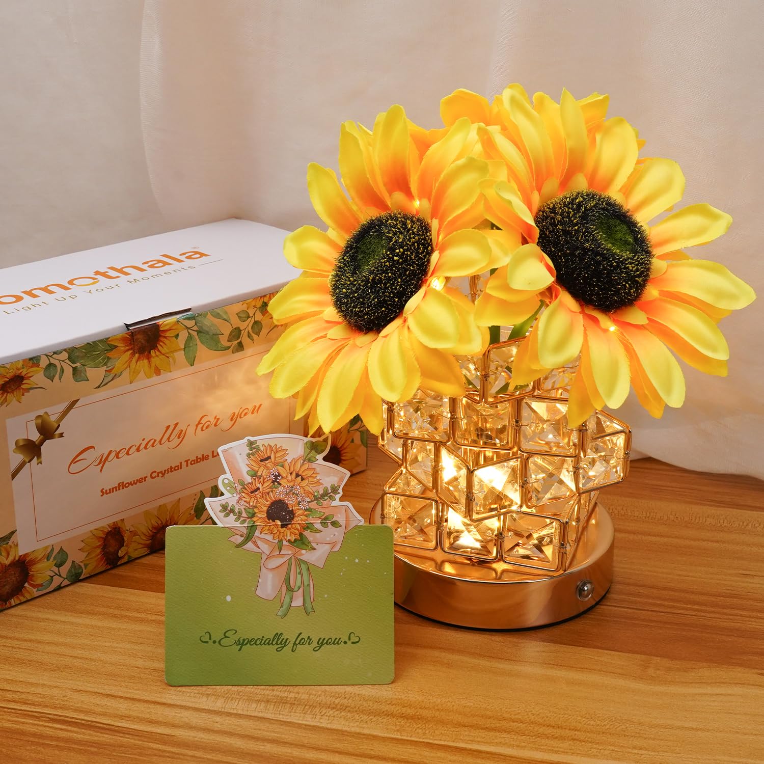 Gift ready Komothala Sunflower Lamp for anniversaries or birthdays