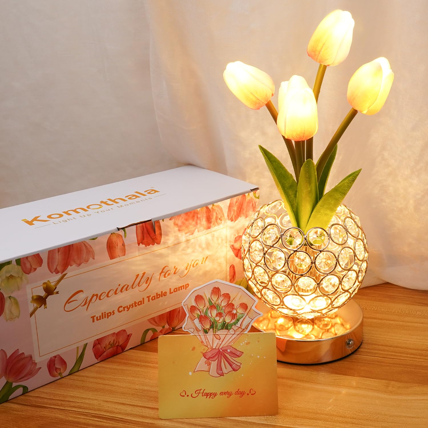 Komothala Tulip Flower Lamp bedside use for soft nighttime illumination