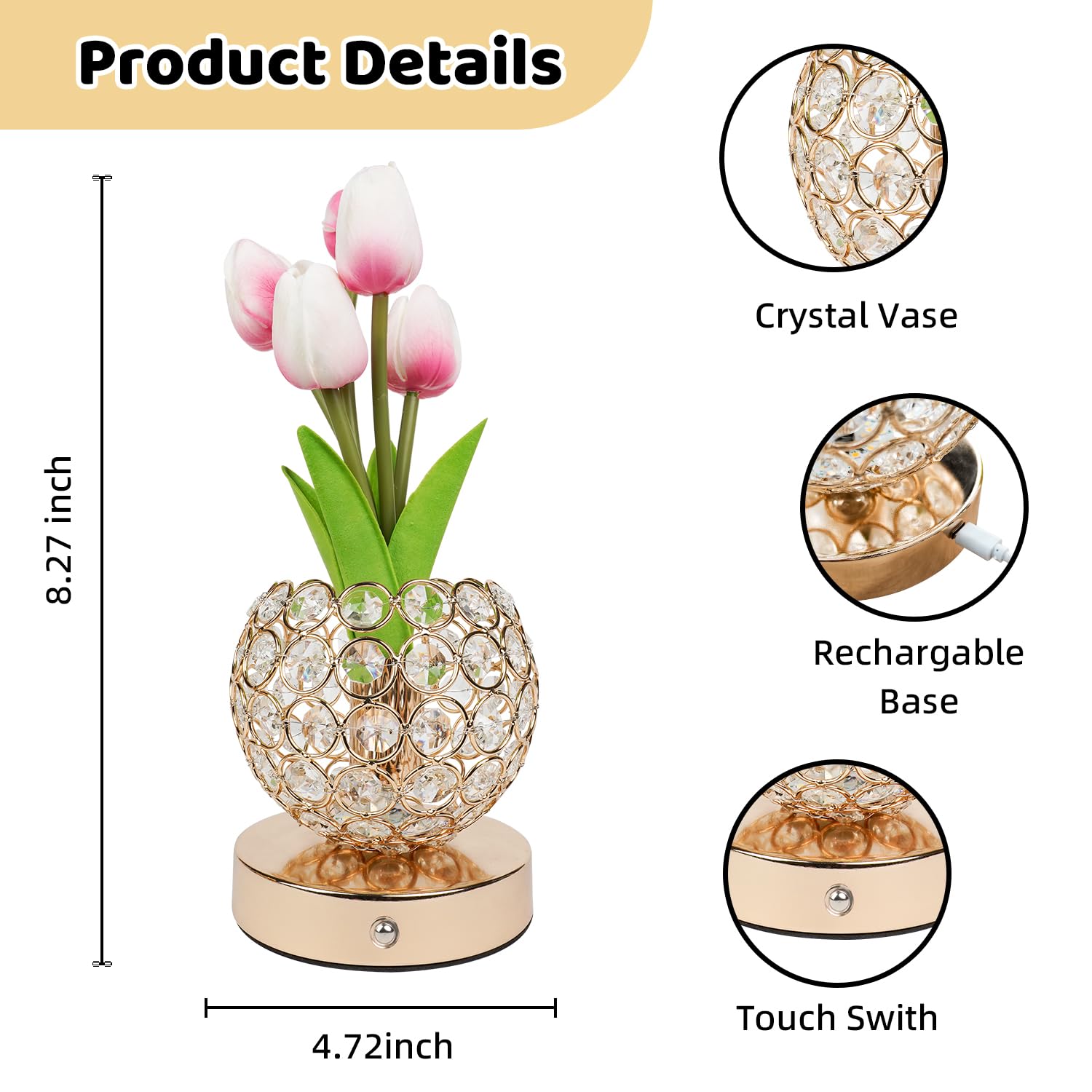 Komothala Tulip Flower Lamp fragrance petals for mild aromatherapy